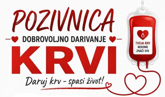 Poziv na akciju dobrovoljnog darivanja krvi 14.09.2026
